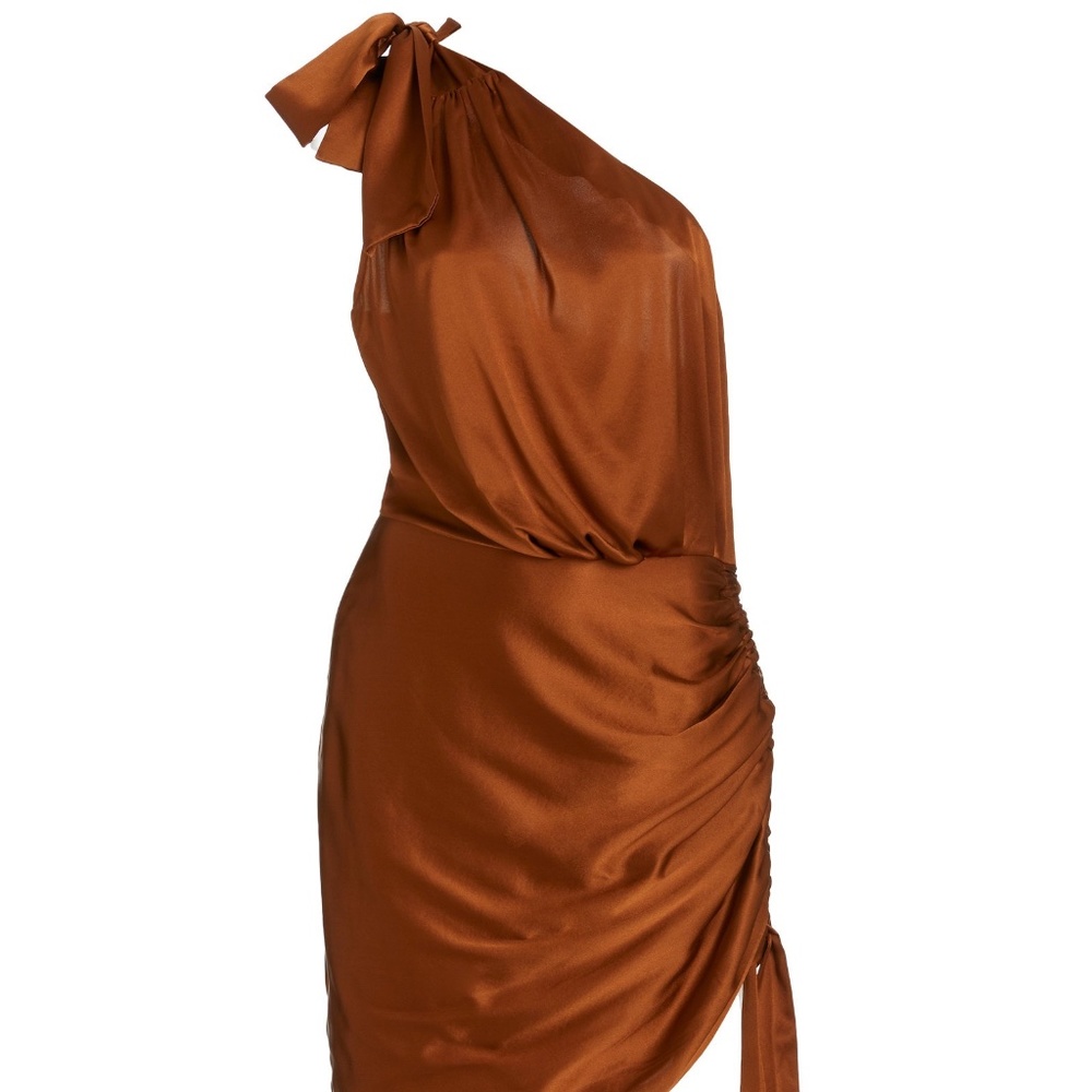 Retrofête Nadia One-Shoulder Stretch-Silk Mini Dress